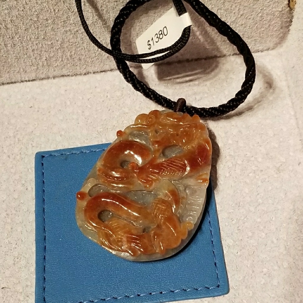 Handcarved Jade Dragon Pendant